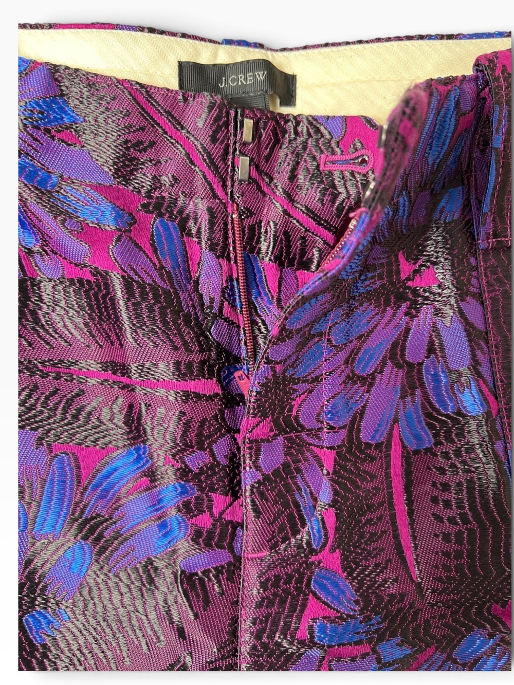 J.Crew Garden Pants Midnight Floral Jacquard Cropped Ankle Pants Size 4 - Picture 7 of 7